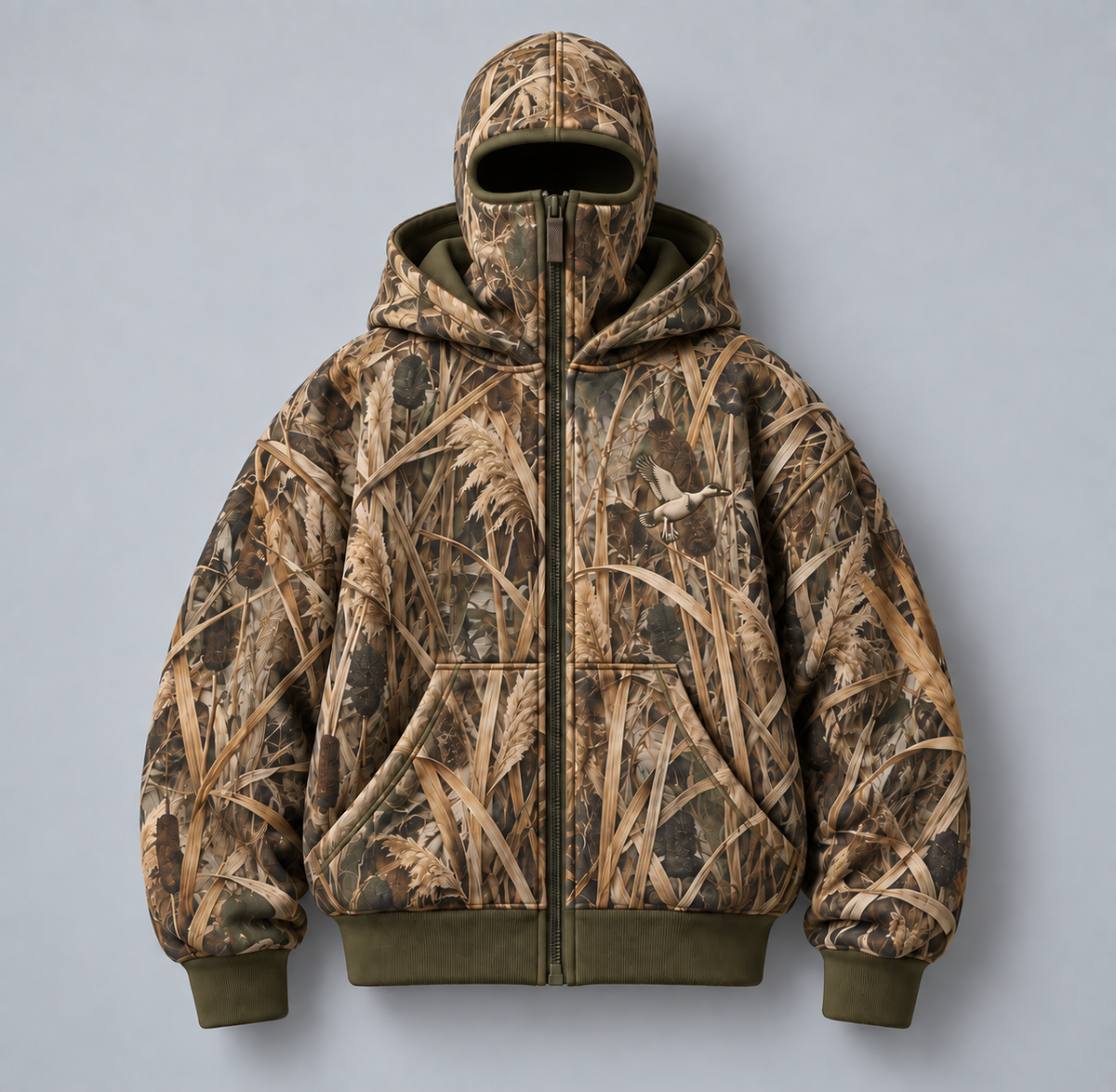 Marsh camouflage integrated balaclava hunting hoodie